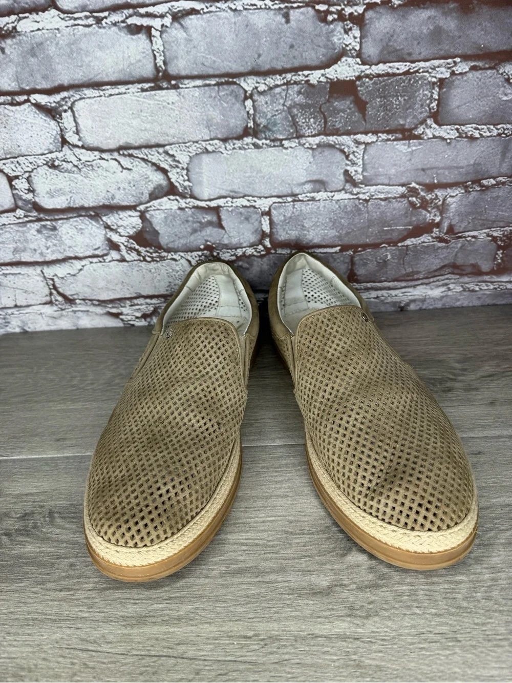 Baldinini Beige Suede Leather Perforated Sneakers Shoes Men’s Sz 45EU/12M US